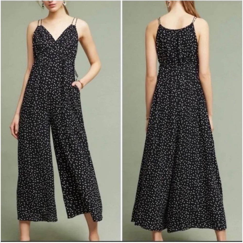 Maeve Black Spotted Wide-Leg Jumpsuit